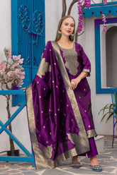 Purple Coloured traditonal wear kurta set